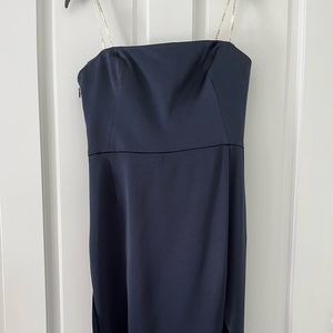 Halston Heritage Strapless Slip Dress with Cape